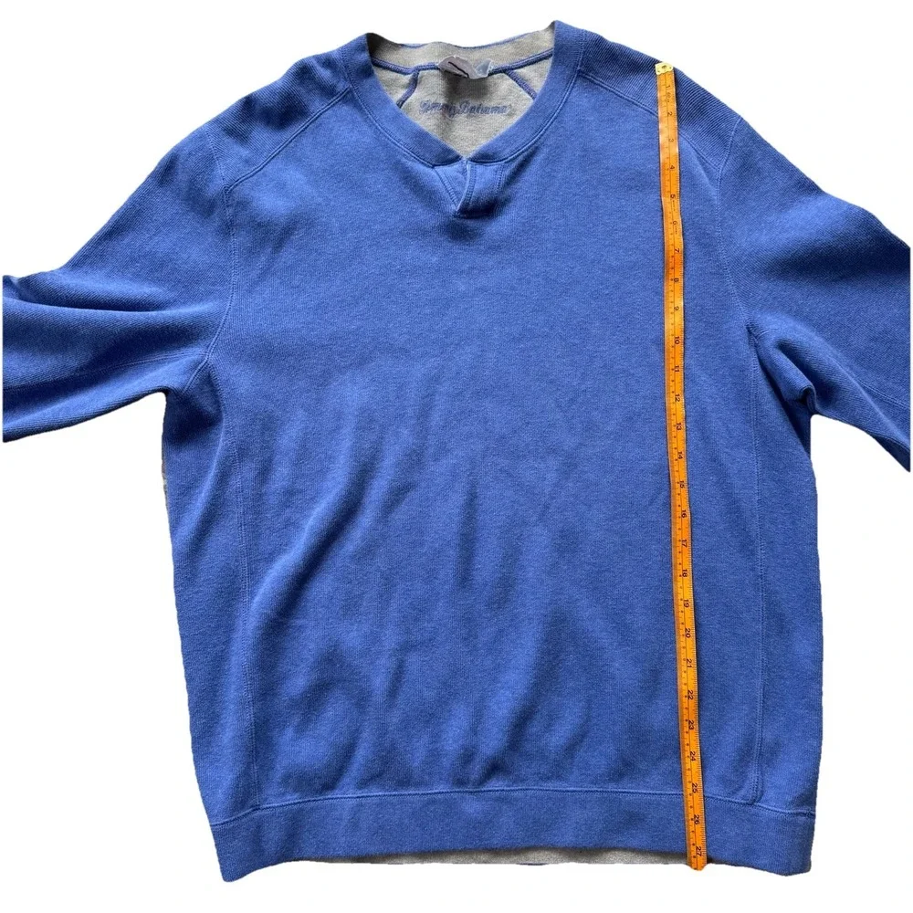 Tommy Bahama‎ Reversible Notch Neck Sweater Blue/Grey Flipside Adult XL